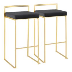 Fuji - Contemporary Barstool (Set of 2) - Gold / Black
