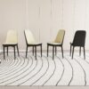 Modern Style Dining Chair (Set of 4) With Cushions Metal Legs - Beige / Black - Image 5