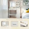 Vanity Desk With Mirror And Adjustable LED Lights, 3 Lighting Modes, Drawer And Storage Cabinet - White - Image 6