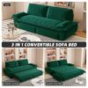 Queen Pull Out Sofa Bed, 3 In 1 Convertible Sleeper Sofa, Multi Functional Velvet Loveseat Bed - Green - Image 11