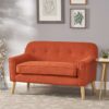 Classic Loveseat With Rolled Armrests And Button Tufting - Orange - Image 4