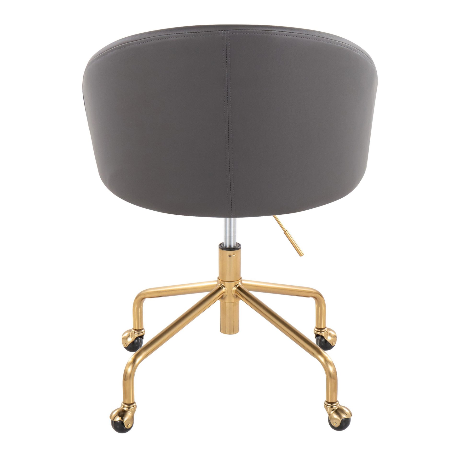 Claire - Contemporary / Glam Task Chair - Gold / Gray - Image 4