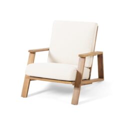 Patio Lounge Chair, Outdoor Club Chair With Cushion And Frame - Beige