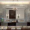 40X30" Silver Rectangular Wall-Mounted Beveled Bathroom Mirror, Square Angle Metal Frame Wall Mounted Bathroom Mirrors For Wall (Horizontal & Vertical) - Silver - Image 3