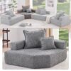 Corner Frame For Oversized Modular U Shaped Sectional, Floor Couch Convertible Compressed Couch Spacious Foam Filled Sofa - Gray - Image 3
