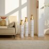 Floor Metal Vases Decorated White Metal Vases (Set of 3) Gorgeous Home Decoration Large Glazed Metal Vases - White - Image 4