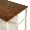Solid Wood Rustic 3 Piece Stationary Kitchen Island Set With 2 Seatings, Rubber Wood Butcher Block Dining Table Set Prep Table Set With 2 Open Shelves For Small Places - Walnut / Cream White - Image 13