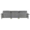 L Shaped Convertible Sectional Sofa 4 Seat Tufted Couch Set With Two Tone Adjust Legs Cloud Movable Ottoman - Gray - Image 7