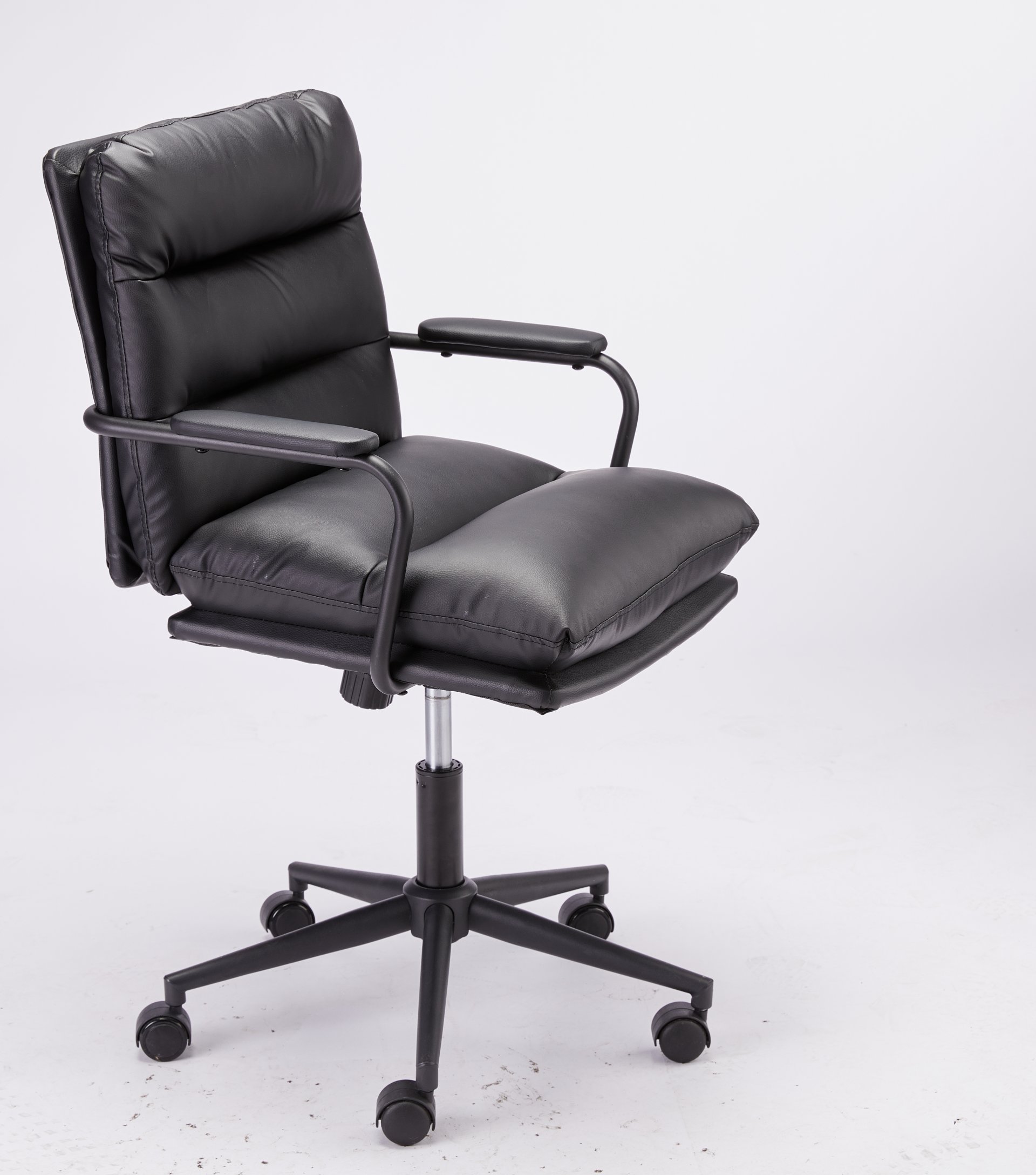 Office Chair Mid Back Desk Chair Modern Excutive Office Chair With Arms And Wheels For Home Office - Black - Image 2