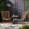 Wicker Chair With Geometric Cross Base, (Set of 2) - Light Brown - Image 2