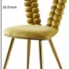 Modern Chair With Iron Tube Legs, Soft Cushions And Comfortable Backrest, Suitable For Dining Room, Living Room, Cafe, Hairball Back (Set of 2) - Yellow - Image 8