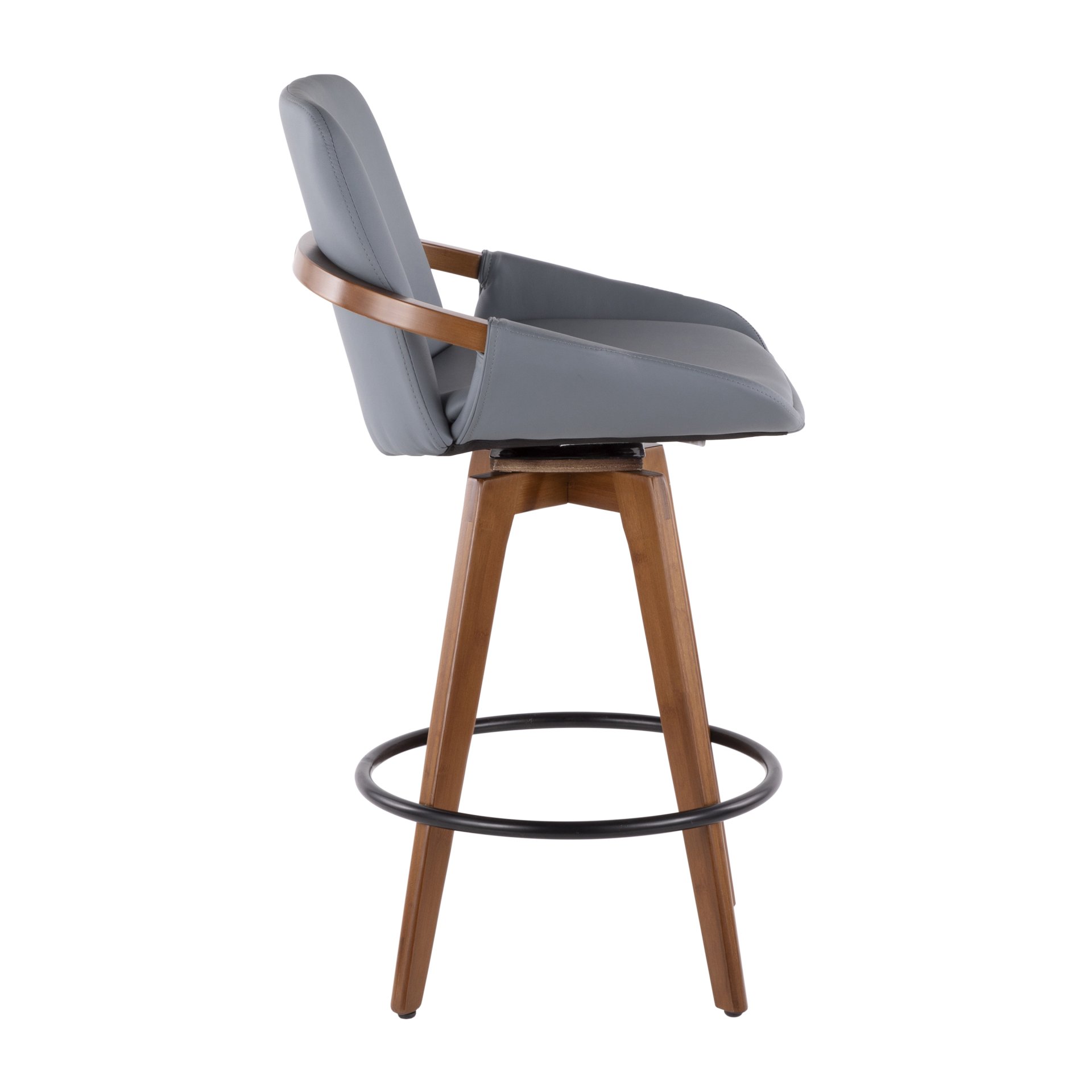 Cosmo - Mid-Century Counter Stool - Gray / Walnut - Image 2