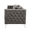 Modern Sofa Jeweled Buttons Tufted Square Arm Couch, 2 Pillows Included - Gray - Image 4