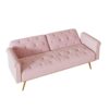 Velvet Sofa Bed With Nail Head Trim And Matching Throw Pillow - Pink - Image 9