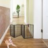 Pet Gate Dog Gate For Doorways, Stairs Or House Freestanding Folding - Dark Brown - Image 4