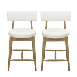 Mid Century Modern Counter Stools (Set of 2) - Natural Beige