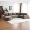 Oversized Modular Sofa Cloud Sectional Sofa Set Upholstered Couches U - Shaped Sofa With Deep Seat For Living Room - Brown - Image 12