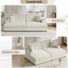 Oversized Loveseat Chaise Lounge Sectional Sofa Bed Corduroy Sleeper Sofa With 2 USB Ports, 2 Cup Holders And 2 Throw Pillows For Living Room And Bedroom - Beige - Image 4