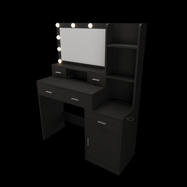 Newly Designed Smart Mirror Dressing Table With Drawers And Storage Cabinet, Dressing Table With Dressing Pad For Bedroom, Dressing Room - Black