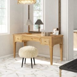 Dauphin - 3 Drawer Executive Desk - Natural Brown