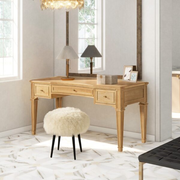 Dauphin - 3 Drawer Executive Desk - Natural Brown