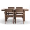 5 Piece Outdoor Dining Set For 4, Patio Table With Umbrella Hole And 4 Armrest Chairs For Backyard, Lawn, Deck, Or Poolside - Brown - Image 10