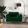 Amber - Velvet Lounge Chair - Brown / Dark Green - Image 2