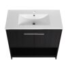 Modern 36" Bathroom Vanity With Ceramic Sink And Soft Closing Doors - Dark Oak - Image 16