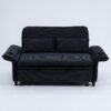 Modern Fabric Multi Functional Sofa Bed With Adjustable Armrests And Backrests Letter Striped Design Frame - Black - Image 15