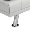 Sofa Bed With Armrest Two Holders Wood Frame, Stainless Leg, Futon - White - Image 14