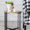 Round Side Table With Wood Top, End Table For Living Room Bedroom - Black Brown - Image 5