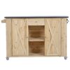 Outdoor Kitchen Island Fir Wood Kitchen Island With Stainless Steel Top, Ample Storage Space, Towel And Spice Racks And A Bottle Opener For Outdoor - Natural - Image 12