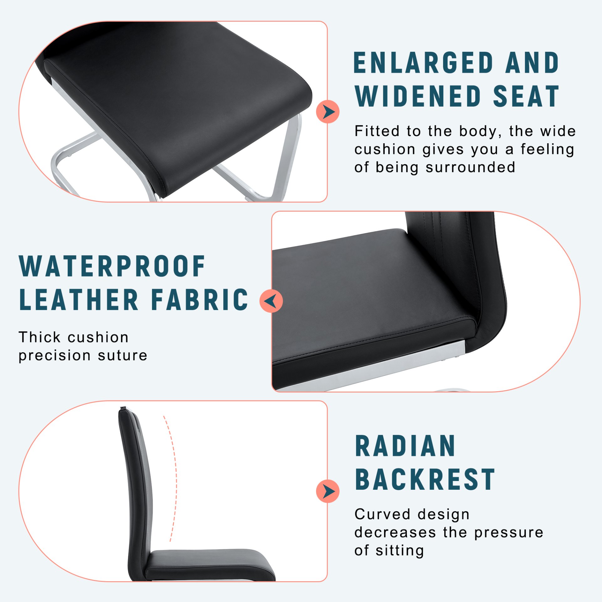 (Set of 4) Material Bow Shaped Chairs Perfectly Integrated Into Industrial And Modern Home Design - Black - Image 11