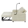 Modern Loveseat Pull Out Sofa Bed With Adjustable Backrest, Two Cup Holders, A Phone Holder, Three Charging Ports And Side Storage Pockets For Living Room - Beige - Image 23