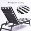 2 Piece Outdoor Chaise Lounge Chair Cushion Set, Replacement Seat Cushions For Patio Furniture - Black / White Striped - Image 4