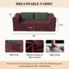 Convertible Couch Bed With 2 Pillows, 3 Seat Folding Floor Couch & King Size Bed Mattress, Diy Combination - Burgundy - Image 11