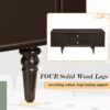 Modern Rectangle Coffee Table With Four Drawers, Wood Coffee Table With Metal Handles And Four Solid Wood Legs For Living Room - Brown - Image 7