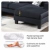 Modern U Shape Sectional Sofa, Velvet Corner Couch With Lots Of Pillows Included, Elegant And Functional Indoor Furniture - Black - Image 21