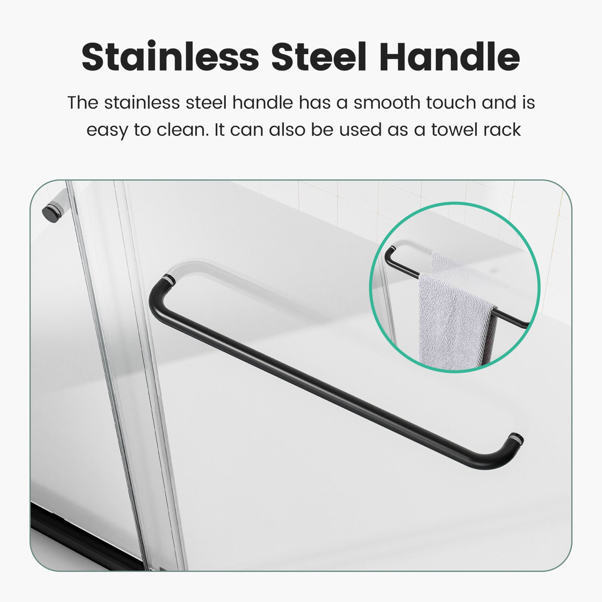 Semi Frameless Double Sliding Shower Door - Black - Image 7