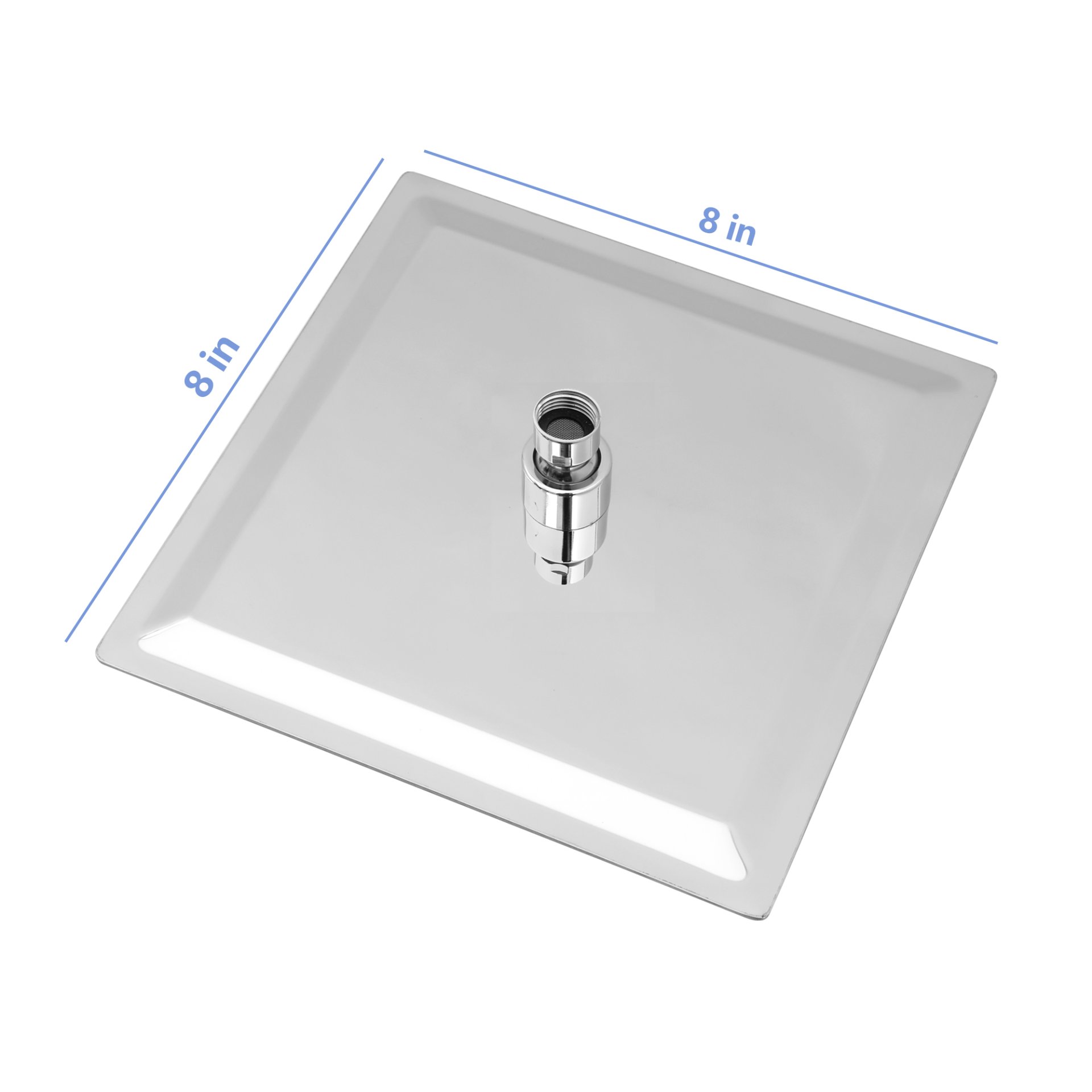 Elegant 8" Square Rainfall Shower Head, Wall / Ceiling Mounted, Stainless Steel - Chrome - Image 3