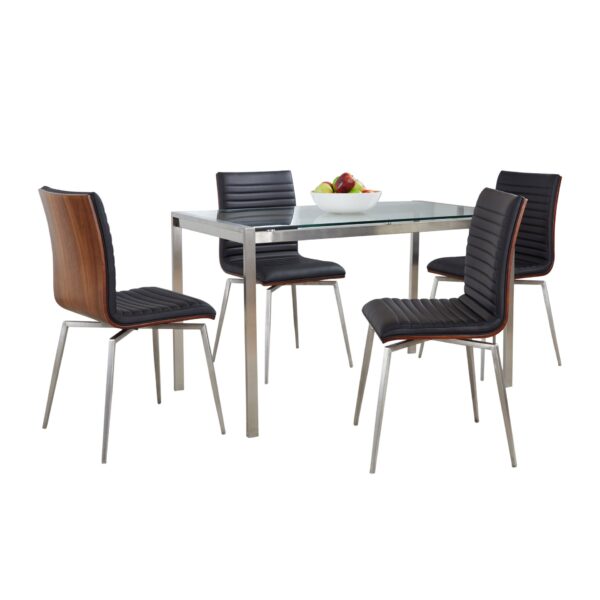 Fuji Mason - Swivel Contemporary Dining Set Dining Set, Glass, 5 Piece - Black