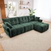 Stylish 3 Seater Sofa Set With Ottoman And Pillows, Textured, High Resilience Cushions - Green - Image 13