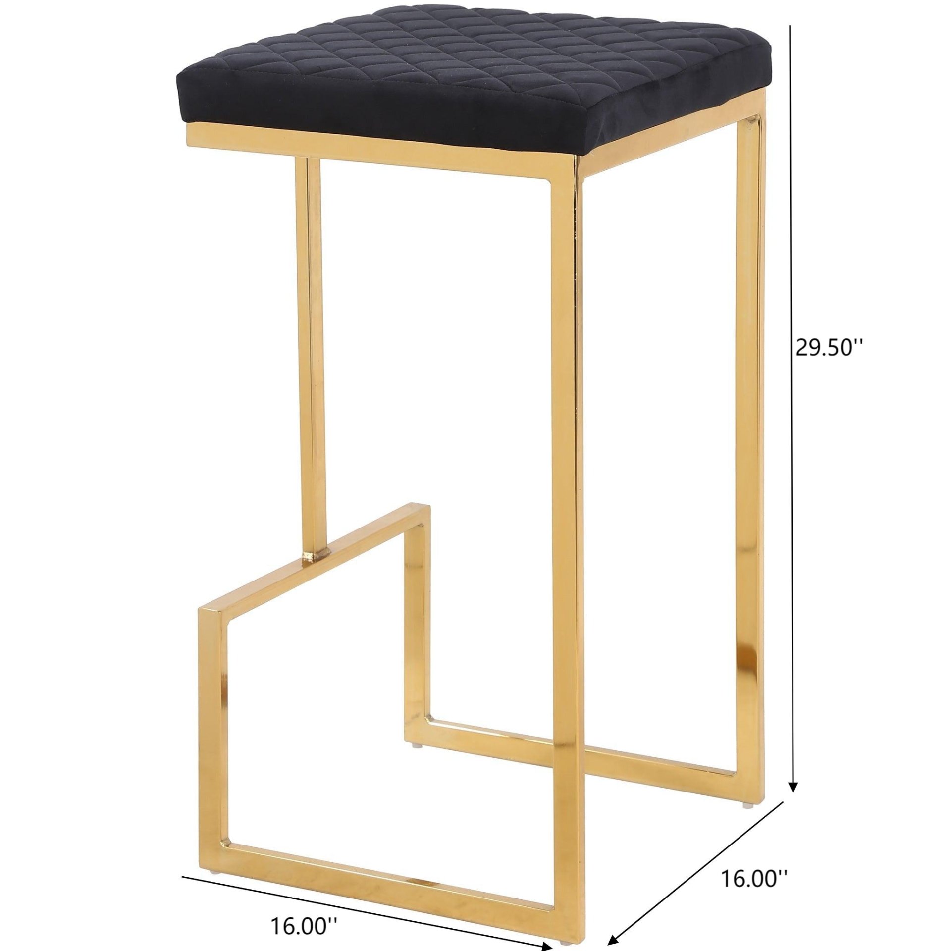Joel - Mid-Century Modern Luxury Upholstered Stool - Black / Gold - Image 3