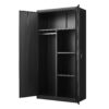 Metal Wardrobe Cabinet With Hanging Rod And Lock Adjustable Shelves Clothing Locker Storage - Black - Image 13