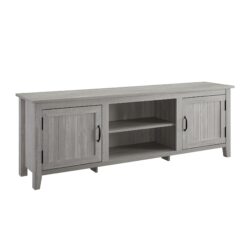 Modern Farmhouse 2 Door Grooved 70" TV Stand For 85" TVs - Stone Gray