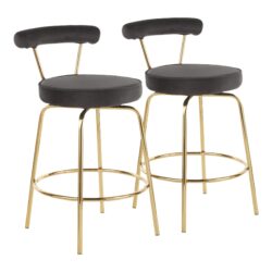 Rhonda - Glam Counter Stool (Set of 2) - Gold / Black