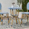 French Bistro Table Outdoor Elegance - White / Blue - Image 4