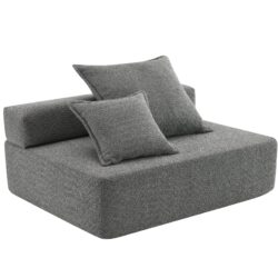 Loveseat Frame For Oversized Modular U Shaped Sectional Floor Couch Convertible Compressed Couch, Spacious Foam Filled Sofa - Gray