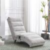 Linen Massage Chaise Lounge Indoor With Remote Control, Ergonomic Electric Massage Lounger With 5 Modes - Light Gray - Image 5