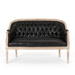 French Country Chesterfield Style Tufted Loveseat - Black